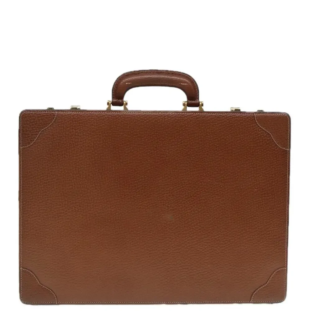 LOEWE Anagram Attache Case Trunk Leather Brown Gold